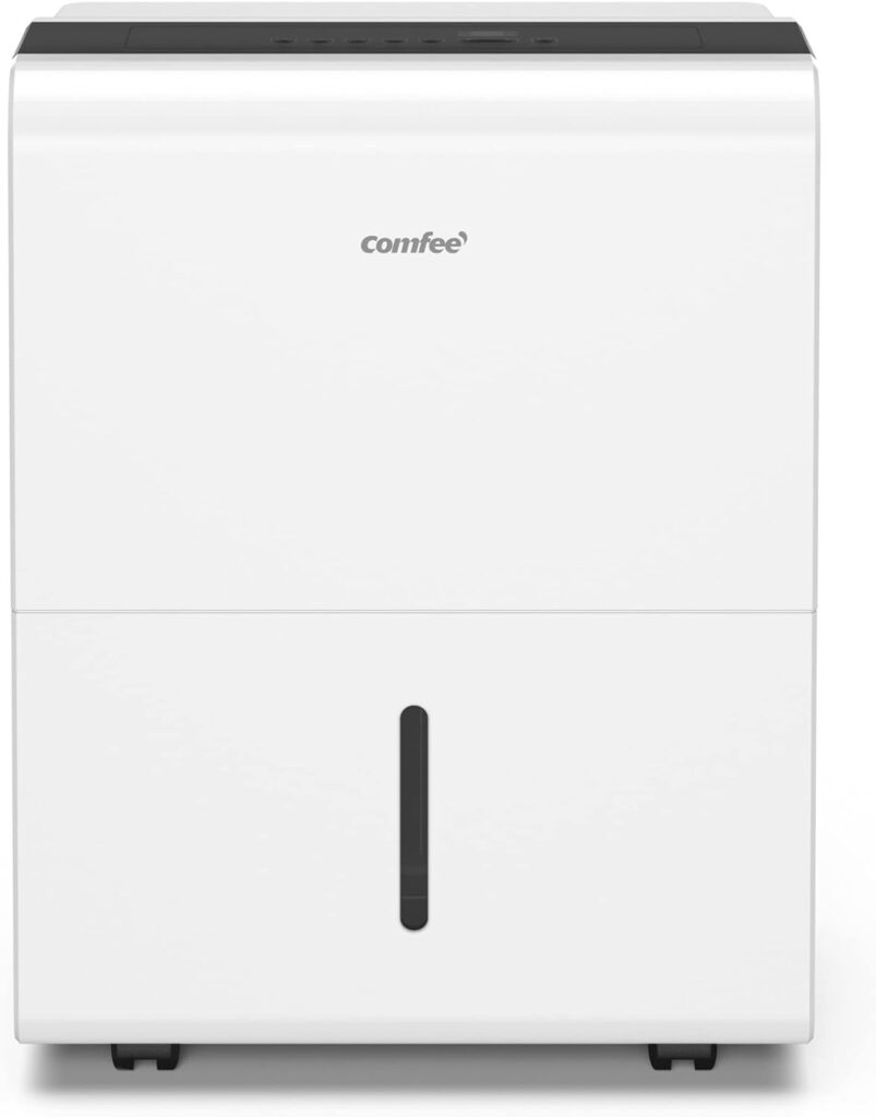 Frontansicht des Comfee MDDP-30DEN7 Luftentfeuchters, mit klarem Blick auf das LED-Display und die Bedienknöpfe.